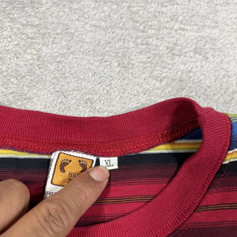 Vintage Hang Ten Tee Shirt Mens XL Multicolored Striped Pocket Made in USA